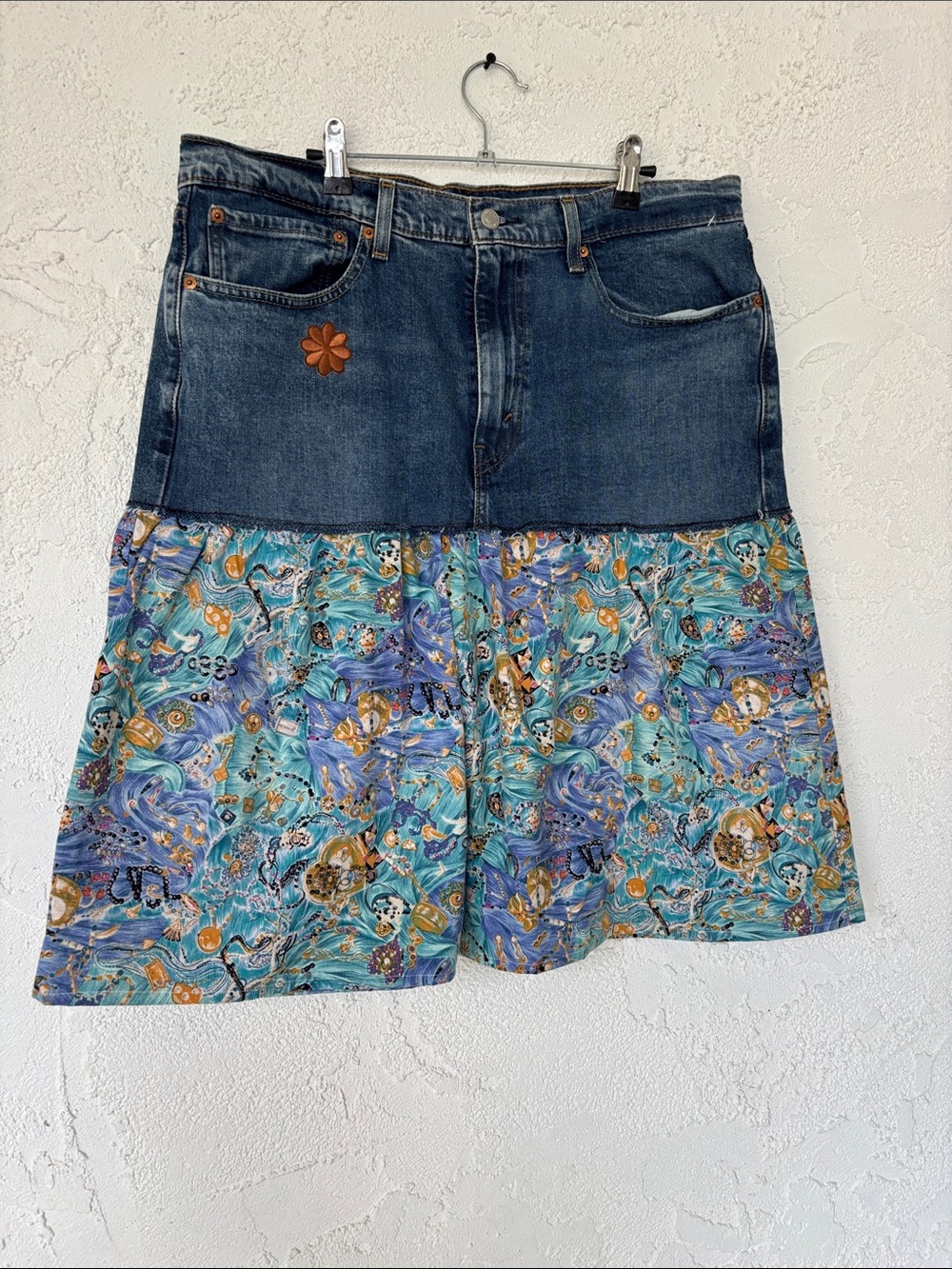 Vintage upcycled 80s inspired Denim Skirt
